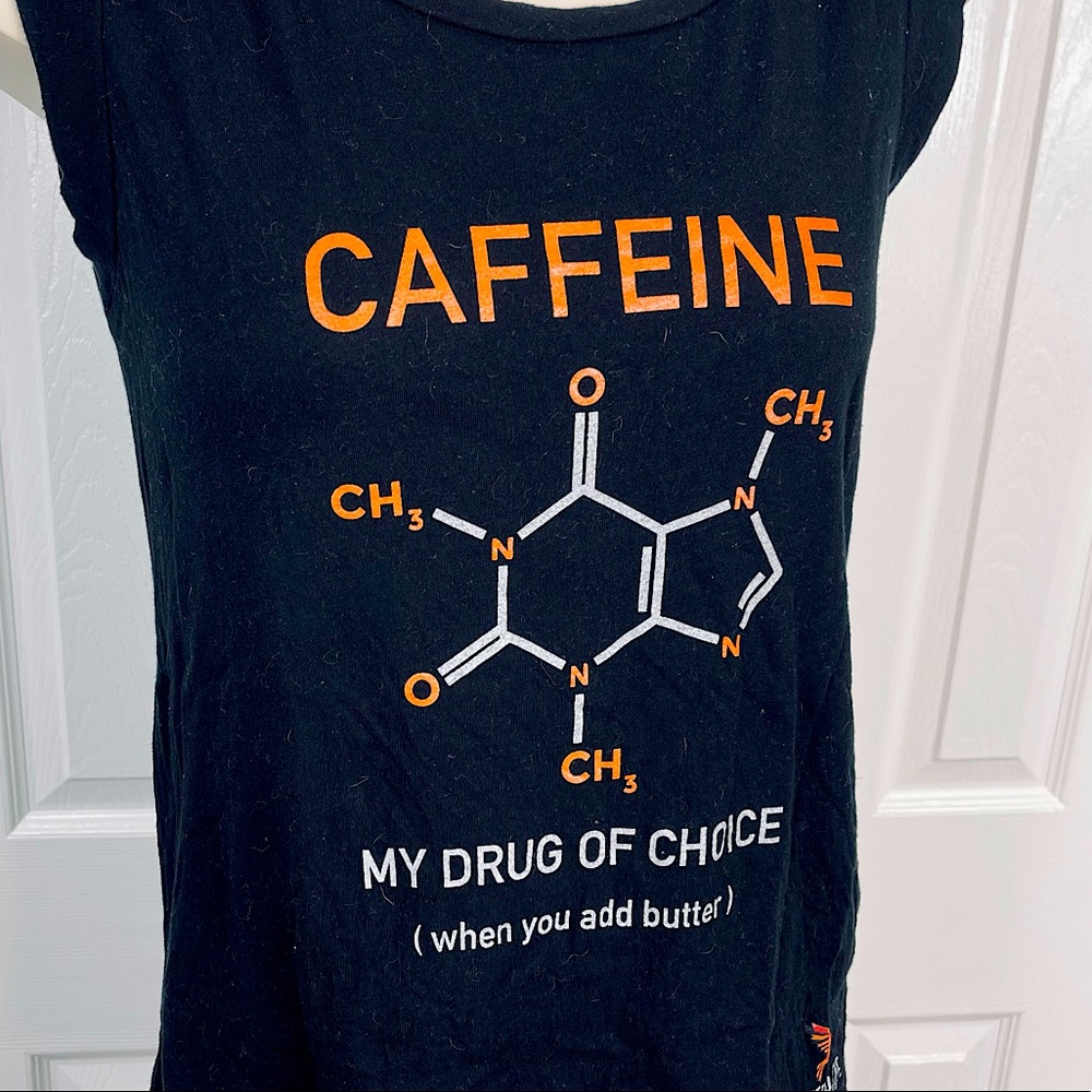 BULLETPROOF Tank top CAFFEINE MY DRUG IF CHOICE KETO paleo Coffee lovers L